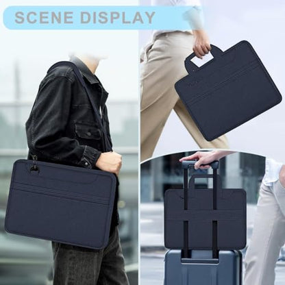 Laptop Case 15.6 inch Shoulder Bag, Durable Shockproof Protective Computer Carrying Briefcase with Multi-Pockets and Strap Compatible with Most 15.6 inch Notebooks,Dark blue - color: Dark Blue, size: 15.6"