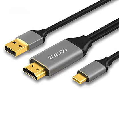 HDMI to USB C Adapter Cable 6.6ft 4K@60Hz with USB Power Adapter,HDMI Male to Type C Male Converter Support Touch for New MacBook Pro,Mac Air,Nreal Air VR - style: HDMI to UUSB C