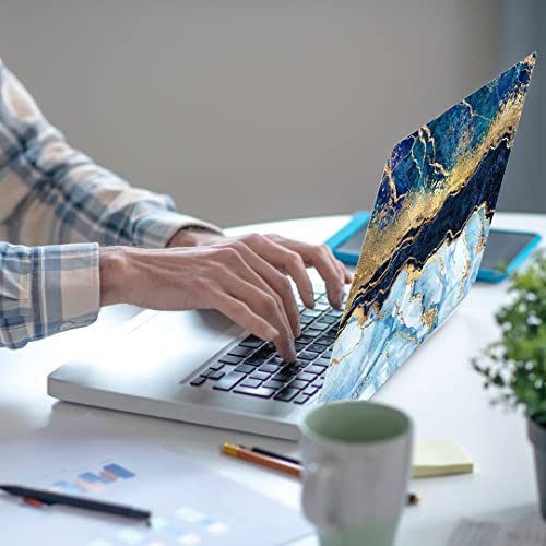 Laptop Skin Sticker Decal,13.3" 14" 15" 15.4" 15.6 inch Laptop Universal Vinyl Skin Sticker Cover,Dustproof Waterproof Reusable Art Decal Protector with Free 2 Wrist Pads (Marble 12) - color: Marble 12