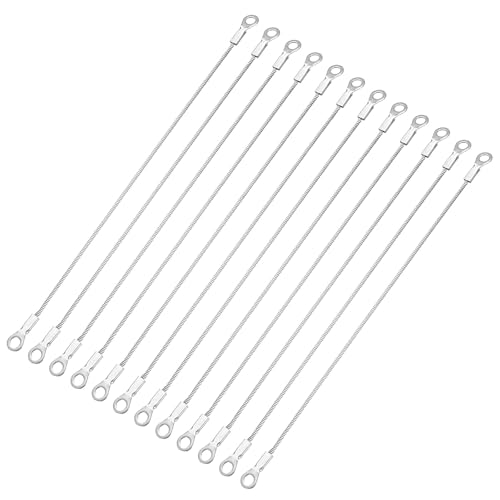 12 Pcs Security Cable Lock - Double Loop Cable (0.66 ft x 0.08 Inch) Vinyl Coated 304 Stainless Steel Safety Flexible Wire Rope Luggage Bike Anti-Theft Security Chain Lock, Silver - size: 0.66 ft x 0.08 Inch