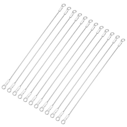 12 Pcs Security Cable Lock - Double Loop Cable (0.66 ft x 0.08 Inch) Vinyl Coated 304 Stainless Steel Safety Flexible Wire Rope Luggage Bike Anti-Theft Security Chain Lock, Silver - size: 0.66 ft x 0.08 Inch