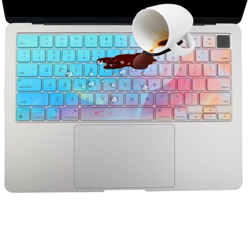 2 Pack Keyboard Cover Skin for 2026-2023 MacBook Air 13" 15" M5 M4 M3 M2, 2026-2021 MacBook Pro 14" 16" M5 M4 M3 M2 M1 Pro/Max, 14.2" 16.2" MacBook Pro /13.6" 15.3" MacBook Air, US, Stylish Colorful - color: Colorful+TPU