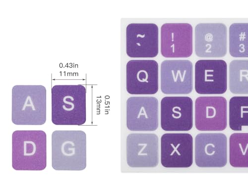 Universal English Keyboard Stickers - 3PCS Replacement English Alphabet Keyboard Stickers with Purple Matte Background Black Lettering for Computer Laptop Notebook Desktop