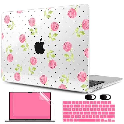 MEEgoodo Case for MacBook Pro 16 inch 2026 2024 2023 2021,Laptop Shell Compatible with M5 M4 M3 M2 M1 Pro/Max Chip,Fit Model A3429/A3428/A3403/A3186/A2991/A2780/A2485,Watercolor Roses&Polka Dots - color: Watercolor Roses&Polka Dots