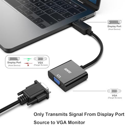 BENFEI DisplayPort to VGA,Gold-Plated Uni-directional DP Computer to VGA Screen Adapter 1080P (Male to Female) Compatible for Lenovo, Dell, HP, ASUS