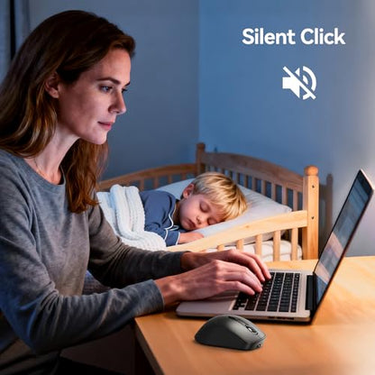 TECKNET Wireless Mouse, BT 5.0/2.4G, Rechargeable Silent 6 Buttons, Black | 3-Device Easy Switch, Bluetooth 5.0/3.0 & USB A, Wide OS Compatible, 6-DPI up to 4800, Ergonomic for M/L Hands - color: Black