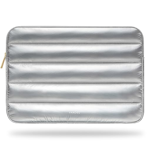 Vandel The Original Puffy Laptop Sleeve 13-14 Inch, Laptop Sleeve for Women | Protective Carrying Case Cover for MacBook Pro 14 in, MacBook Air 13 Inch, iPad Pro 12.9, Dell, Asus, HP - color: g. Shiny Silver