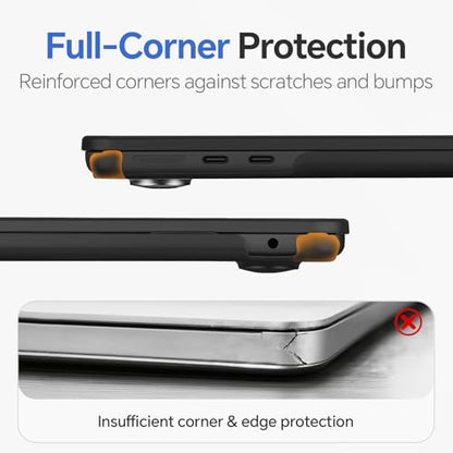 Omnpak for MacBook Air 13 inch Case, M5 M4 M3 M2 2026-2022 A3449 A3240 A3113 A2681, Scratch & Fingerprint Resistant, Frosted Matte Lightweight Hard Shell Protective Cover for MacBook Air 13.6 inch - color: Matte Black