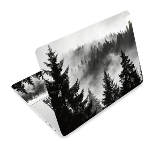 3Pcs Forest Laptop Skin Sticker Black and White Scenery Universal Removable Vinyl Stickers Fits for 12.1 13 14 15.6 16 Inch Waterproof Notebook Decal Cover Gift - color: Black and White