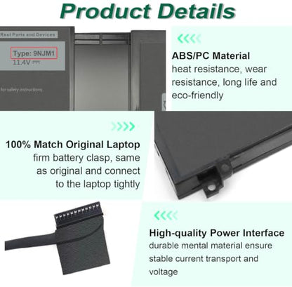 99Wh 9NJM1 Battery Replacement for Dell Alienware 17 R4 R5 15 R3 R4 | Alienware 15 2018 ALW17C-D1758 P31E P31E001 P31E002 P69F P69F001 P69F002 Series 9NJMI 44T2R MG2YH 01D82 546FF 11.4V