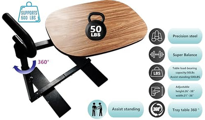 Auxiliary Standing Tray Table, 9-speed black 360 ° rotating TV table and Height Adjustable Rotating TV and Laptop Table, Ergonomic Auxiliary Safety Standing Handle, aid Standing Independent Living - color: Black, size: Armrest TV 360° Table