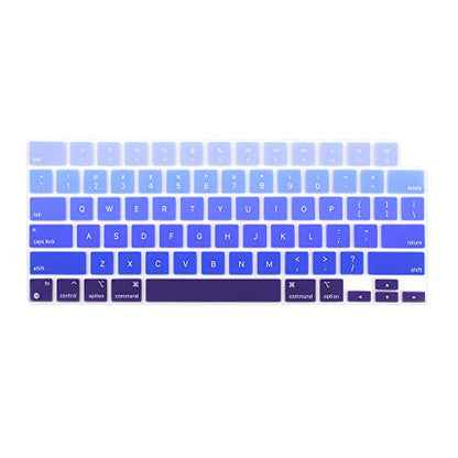 ProElife Keyboard Cover Skin for MacBook Air 13/15 Inch M5 M4, Ombre Blue | US Enter, Ultra Thin (0.26 mm), Silicone Protective Skin, Easy to Apply, Washable & Reusable, Dust-proof, Precision Molded - color: Ombre Blue