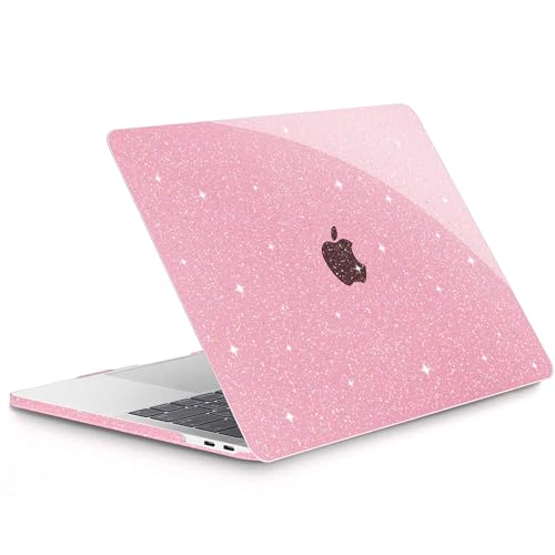 G JGOO for MacBook Air 13 inch Case 2021 2020-2018 M1 A2337 A2179 A1932 | Glitter Protective Plastic Laptop Hard Shell for MacBook Air 13.3 inch Case + Keyboard Cover + Screen Protector, Sparkly Pink - color: Pink
