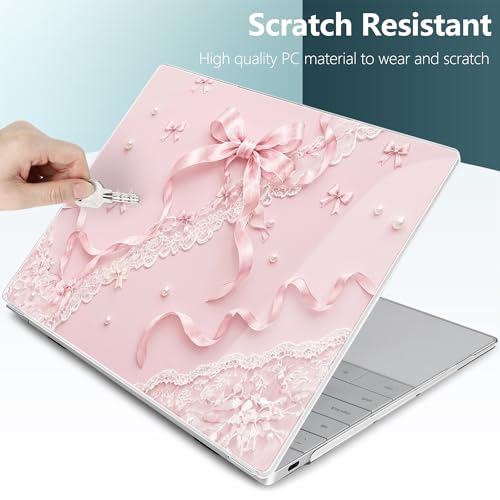Batianda Coquette Ribbon Case for Dell XPS 13 Laptop 2024 2025 | Fits Model Number 9340/9345/9350 13.4" Display, Slim Hard Shell, Lightweight Scratch-Resistant with Professional Protection - color: Coquette Ribbon