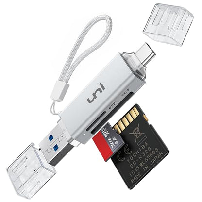 SD Card Reader, uni High-Speed USB C to Micro SD Card Adapter - Silver | USB 3.0 Dual Slots, Memory Card Reader for SD/Micro SD/SDHC/SDXC/MMC, for MacBook Pro/Air, Chromebook, Android Galaxy - color: Silver