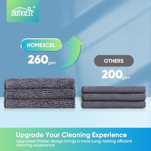 HOMEXCEL Grey Microfiber Cleaning Cloth, 12 Pack Premium Microfiber Towels for Cars, Lint Free, Scratch-Free, Highly Absorbent, Reusable Cleaning Rags for Car, Household, Kitchen, Window, 11.5"X11.5" - color: Grey