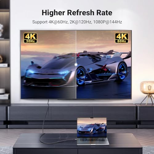 UGREEN Unidirectional USB C to HDMI 2.0 Cable 4K@60Hz 3.3FT | Thunderbolt 4/3, Home and Office, Compatible with iPhone 17 Pro Max, MacBook Pro Air iPad Pro, XPS, Galaxy S26, Steam Deck - size: 3.3FT