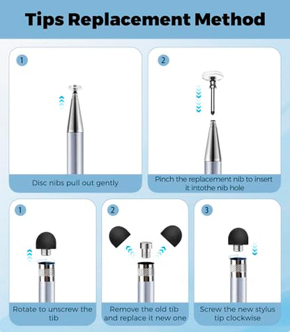 Kenkor Stylus(3pcs),2-in-1 Stylus Pen for Touch Screen, Stylus Pen for iPad | No Charging,Compatible with Apple(iPhone/iPad)/Nintendo Switch/Samsung/Google/Microsoft/Android Tablets Touch Screens Devices - color: Black+Blue+Silver