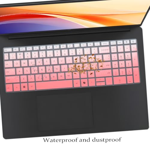 Keyboard Cover for HP OmniBook 3 16-bw 16-by 16-bu 17-dm/dn Series & OmniBook 5 16-by0000nr 16-bw0582nr 16-cf0582nr 17-dm0761nr 17-dn0765nr (NOT FIT OmniBook 5 16-af/ag 16-ba/bc 16-fb)-OPink+Clear - color: OPink+Clear