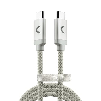 Clemm USB C to USB C Cable 100W 6.5ft, USB 3.2 Fast Charging Nylon Braided, Data Transfer & Video Output, Compatible with iPhone 17/16/15, Samsung Galaxy S25/S24, iPad Pro, MacBook Pro, Light Gray - color: Light Gray, size: 6.5ft, style: USB-C to USB-C