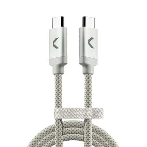 Clemm USB C to USB C Cable 100W 6.5ft, USB 3.2 Fast Charging Nylon Braided, Data Transfer & Video Output, Compatible with iPhone 17/16/15, Samsung Galaxy S25/S24, iPad Pro, MacBook Pro, Light Gray - color: Light Gray, size: 6.5ft, style: USB-C to USB-C
