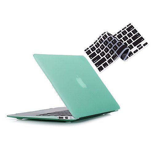 RUBAN Case Compatible with MacBook Air 13 Inch (Models: A1369 & A1466, Older Version 2010-2017 Release), Slim Snap On Hard Shell Protective Cover and Keyboard Cover, Green - color: Green