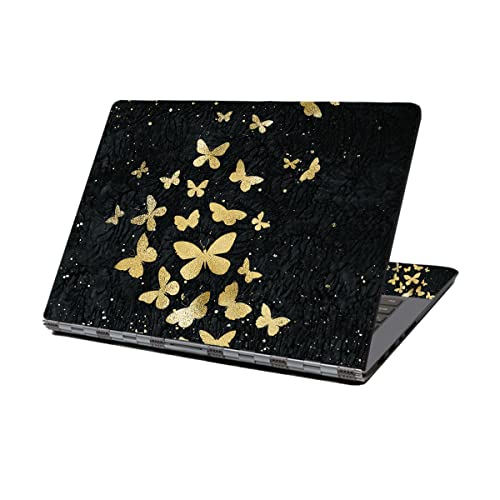 Laptop Skin Sticker Decal,12" 13" 13.3" 14" 15" 15.4" 15.6" Laptop Skin Sticker Protector Cover for Toshiba Hp Samsung Dell Apple Acer Leonovo Sony Asus Laptop Notebook (Golden Butterflies) - color: Golden Butterflies
