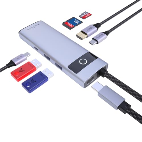 7-in-1 USB C Hub Docking Station, 4K HDMI Multiport Adapter, 100W PD Fast Charging, 10Gbps USB-A & USB-C Data Ports, SD/TF Card Reader for MacBook Pro/Air, Dell, HP, ThinkPad, iPad - size: 7 in 1