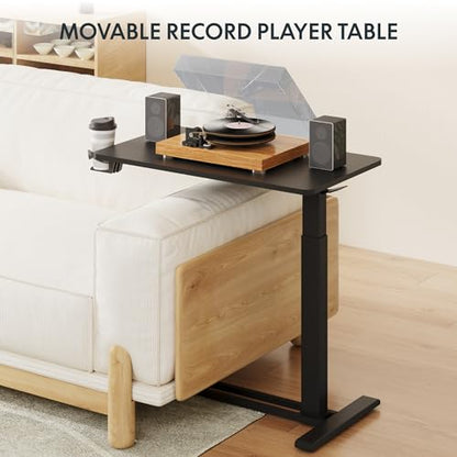 FLEXISPOT 32''Adjustable C Table Gas Spring Mobile Side End Table | Adjustable C table with Wheels, Bedside table for sofa and couch. Laptop Rolling Cart TV Tray, 31.5" W x 17.7" D,Black - color: Black, size: 32x18