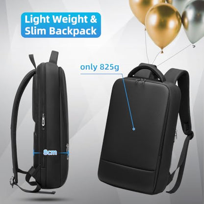 Slim Laptop Backpack for Men 15.6 inch Business Computer Backpack with Compartment Waterproof Anti-Theft Aesthetic Compact Bag for Travel Work College