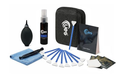 UES 21-in-1 Professional Full Frame Camera Cleaning Kit with a Travel Case | Lens & Sensor Cleaner, Air Blower, Lens Cleaning Pen, Microfiber Lens & Screen Cloth & Tissue, 10 Full Frame 24mm Swabs - size: Full-Frame Cleaning Kit