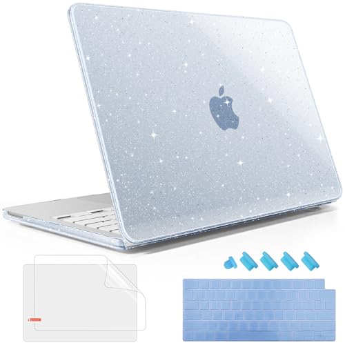May Chen Compatible with MacBook Neo 13 inch Case 2026 Model A3404, Plastic Hard Shell,Keyboard Cover,Screen Protector,Dust Plug, for MacBook Neo 13" with A18 Pro Chip, Glitter Blue - color: Glitter Blue