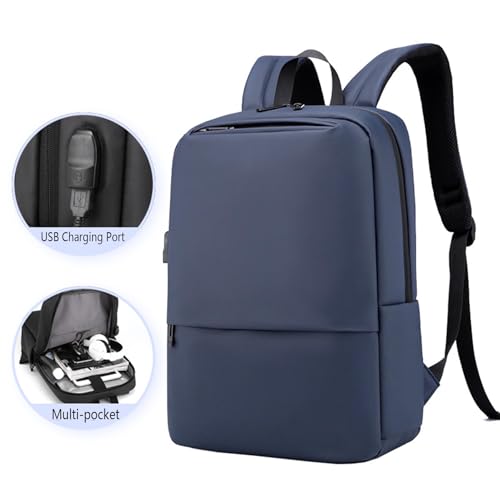 Business Travel Laptop Backpack, Large Water Resistant Travel Backpack | with USB Charging Port, Lightweight Commuter Computer Casual Daypack with Trolley Sleeve for Men Women - color: Gray