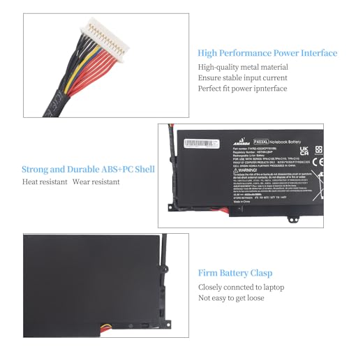 PX03XL PXO3XL 715050-001 Battery for HP Envy 14 Touchsmart M6 M6-K | 11.1V50Wh for HP Sleekbook M6-K125DX M6-K015DX M6-K025DX M6-K010DX M6-K022DX 14- K112NR 714762-1C1 TPN-C109 TPN-C110 TPN-C111 - size: 9.53*5.28*1.34 inch PX03XL