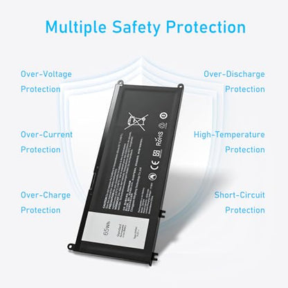 Upgraded 65Wh 33YDH Laptop Battery Replacement for Dell Inspiron 17 7773 7786 7779 7788 2-in-1 15 7577 G5 5587 G3 3579 G7 7588 Latitude 3580 3590 3490 3380 and More - size: 9.5*4.12*0.38inch 33YDH