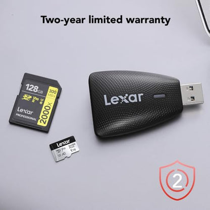 Lexar Multi-Card 2-in-1 SD/Micro SD Card Reader, Up to 312MB/s, USB 3.1 | Compatible w/ USB 3.1 & 2.0, Simultaneous Transfer, Compatible w/ PC, Laptop, Tablet, Smartphone, Compact, LRW450UBNA - style: Micro SD / SD 2-in-1 USB 3.1