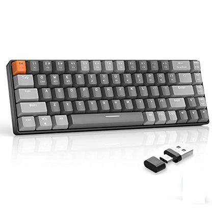 ZIYOU LANG RK68 60% Wireless Mechanical Keyboard, Bluetooth 5.0/2.4Ghz Dual Mode 2-in-1 USB-C Receiver Mini Mechanical Keyboard, Hot Swappable Red Switch Gaming Keyboard for PC/MAC/Laptops - color: Dark gray/Red Switch