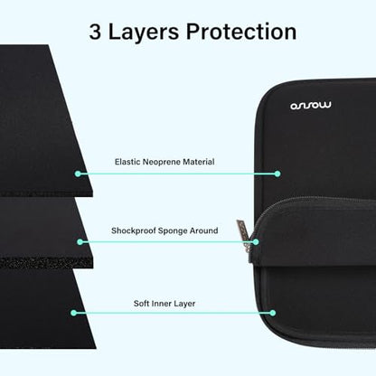 MOSISO Laptop Case 13-14 inch, 13.3 inch Laptop Sleeve Bag Compatible with MacBook Air 13 13.6/Pro/Neo 13/Pro 14, HP Dell ASUS Lenovo,Neoprene Carrying Case with Horizontal Pocket, Black - color: Black