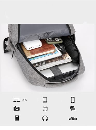 Laptop Backpack with USB Charging Port, Business Travel Backpack for 15.6 Inch Laptop, Computer Bag for Men Women - color: Grey