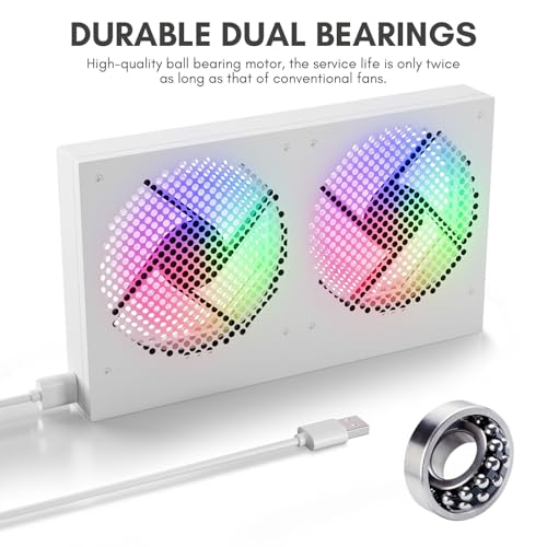 High Airflow Cooling Fan 260mm 5V USB Fan for Computer Cooler TV Small Box and Other Electronics - style: White with Light