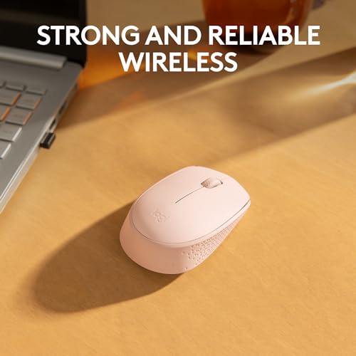 Logitech M170 Compact Ambidextrous 2.4 GHz Wireless Mouse - Rose | Ambidextrous mouse with 2.4 GHz USB-A Nano Receiver, Optical Tracking, 12-Months Battery Life, PC, Mac, Laptop compatible - color: Rose