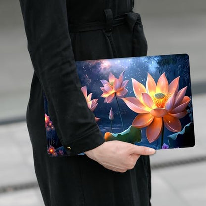 Laptop Skin Sticker Decal 12" 13" 13.3" 14" 15" 15.6",Waterproof Scratch Resistant Vinyl,Reusable Easy to Apply,for MacBook HP Dell Notebooks Netbooks Laptop,2 Wrist Pads,Cute Pink Lotus - color: Cute Pink Lotus