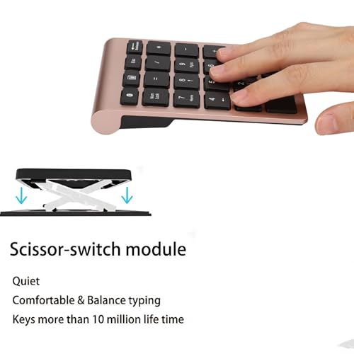 Wireless Number Pad Rose Gold Ultra Thin Numeric Keypad Fast Rebound Speed Mini Keyboard Portable 5.0 Bluetooth for Laptop PC Computer