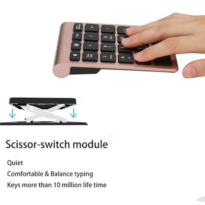 Wireless Number Pad Rose Gold Ultra Thin Numeric Keypad Fast Rebound Speed Mini Keyboard Portable 5.0 Bluetooth for Laptop PC Computer