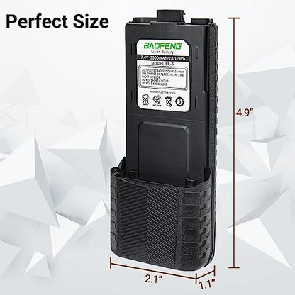 BAOFENG UV-5R Battery 3800mAh USB-C Charging Extended High Capacity Ham Radio Battery UV5R BF-F8HP UV-5R Series Radios with Type-C Charging Cable,2Pack
