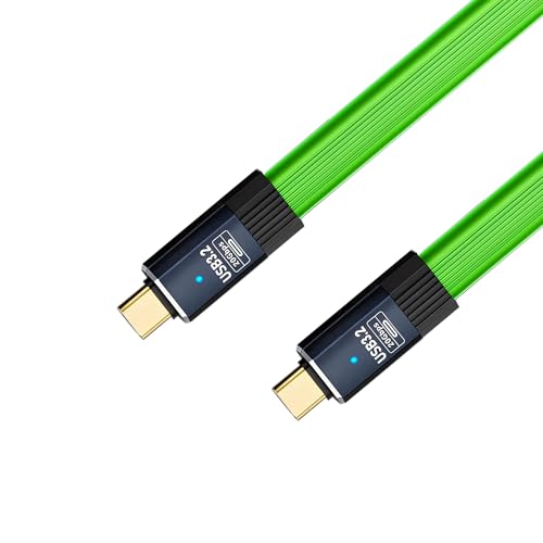 100W USB-C Short Fast Charging Cable Type-C Male to Male FPC Flexible Ribbon Cable USB 3.2 Data Cable for Mobile Phones,Power Banks,Laptops,etc (Green -0.5M) - size: Green -0.5M