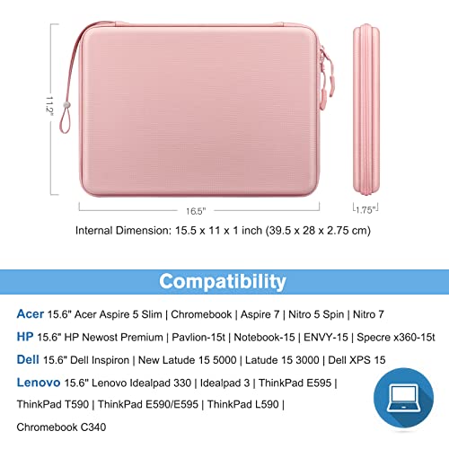 FINPAC Hard Laptop Sleeve Case for 15.6 inch Chromebook Waterproof Pink | Shockproof Computer Case Compatible with HP Dell Razer Samsung Laptop Chromebook - color: Pink, size: 15.6-inch Laptop/Chromebook