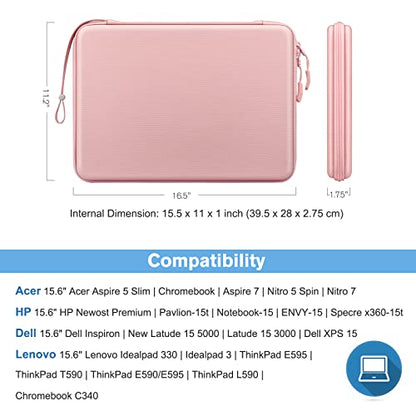 FINPAC Hard Laptop Sleeve Case for 15.6 inch Chromebook Waterproof Pink | Shockproof Computer Case Compatible with HP Dell Razer Samsung Laptop Chromebook - color: Pink, size: 15.6-inch Laptop/Chromebook