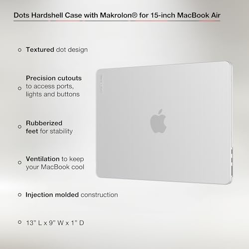 Incase Dots Hardshell with Makrolon® - MacBook Air 15 inch Case - M5 2026, 2025, 2024, 2023, M4, M3, M2 - MacBook Case, Laptop Cover, Protective Hard Shell, Scratch Resistant, Lightweight - Clear - color: Clear