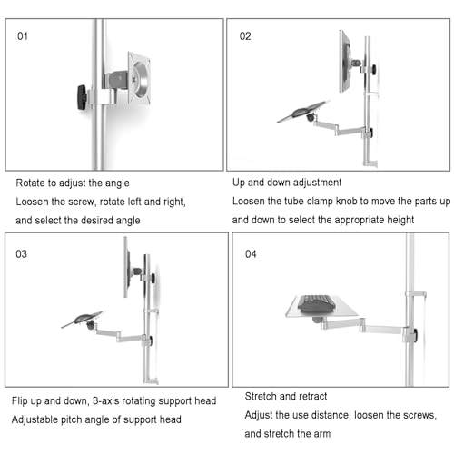 Sit Stand Monitor Desk Mount, Full-Motion Articulating Arm, Height Adjustable, with Keyboard Tray, Adjustable Workstation Arm, Load Capacity 10KG, Fits 17-27" Screens